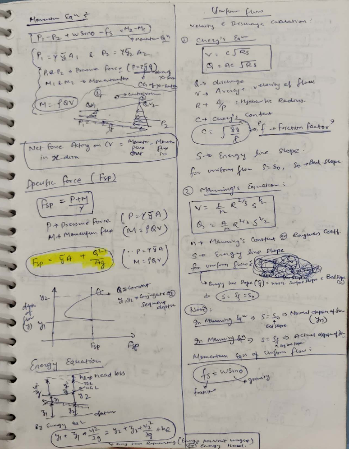 Ocf - Short Notes on Momentum Flow and Discharge Calculations - Studocu