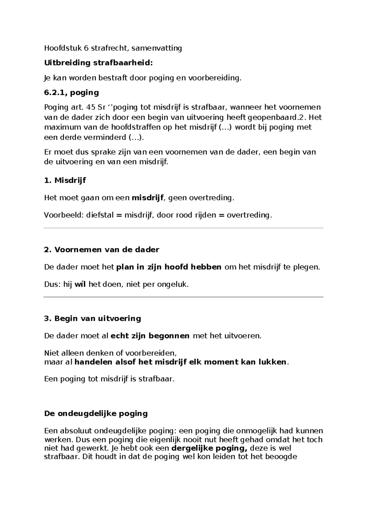 Hoofdstuk 6 Strafrecht: Samenvatting van Poging en Voorbereiding ...