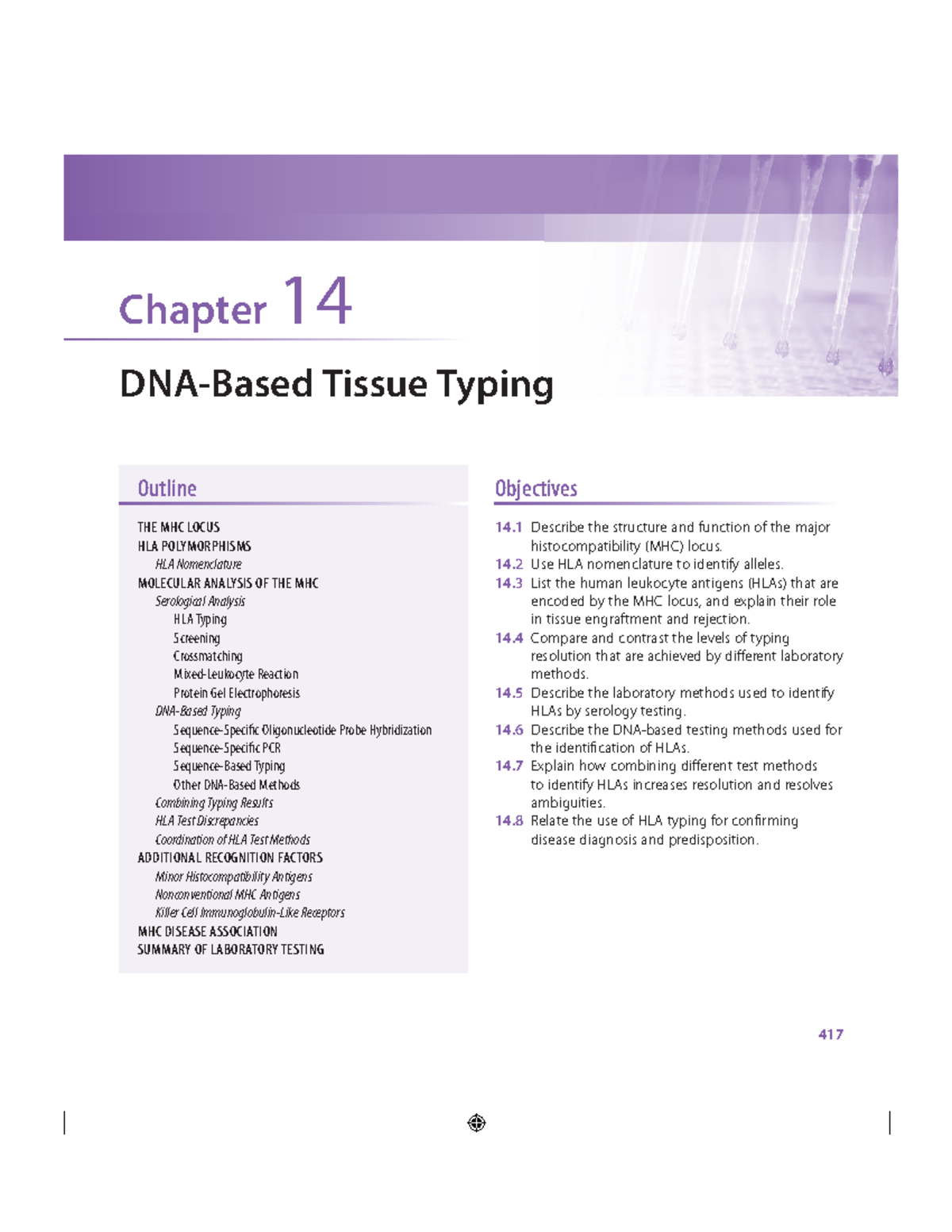 Chapter 14 - Tissue Typing: MHC, HLA Methods & Analysis - Studocu