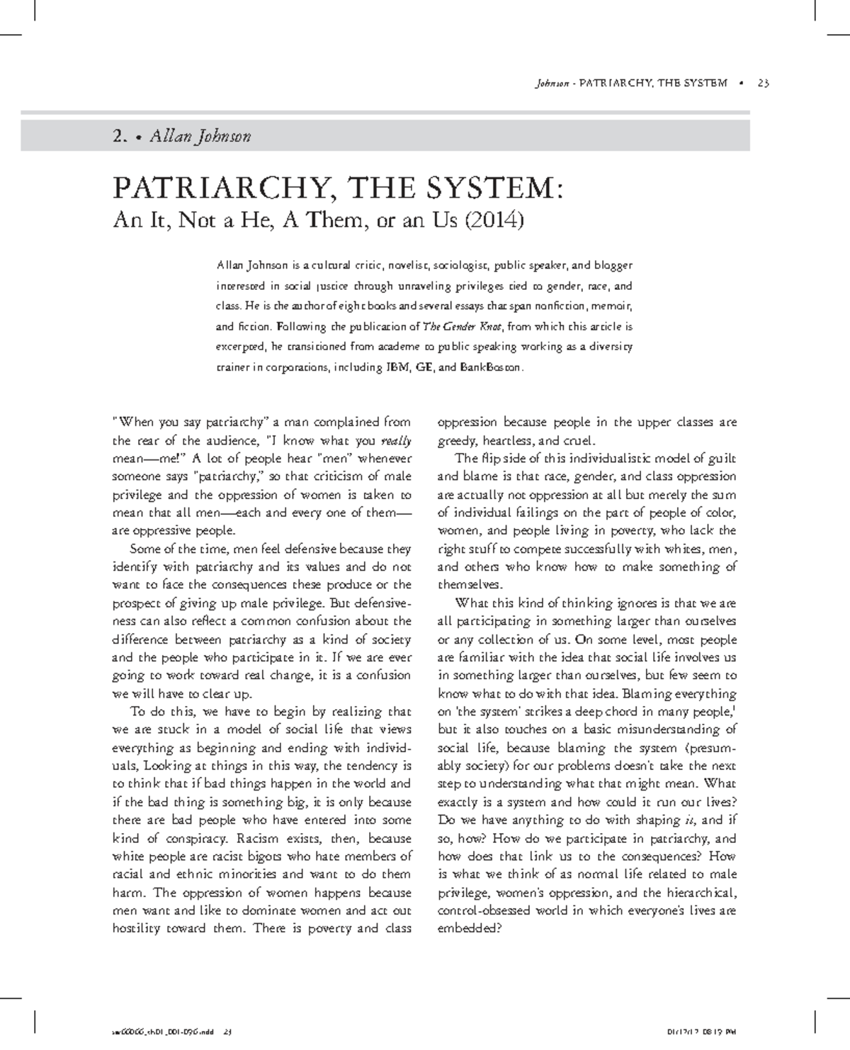 PATRIARCHY, THE SYSTEM: Analyzing Gender Inequality Dynamics - Studocu