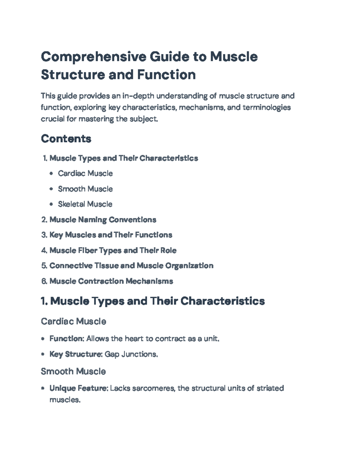 Comprehensive Guide to Muscle Structure and Function (BIO101 ...