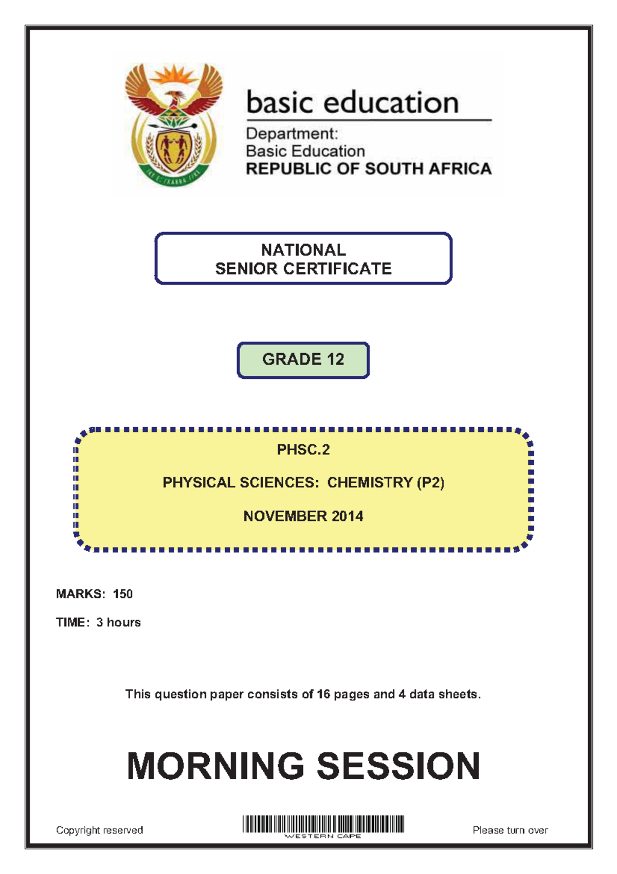 Physical Sciences P2: Grade 12 November Exam Questions & Solutions ...
