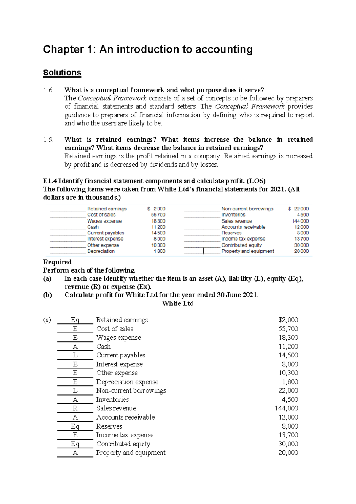 Chapter 1: Intro to Accounting Solutions & Financial Statement Analysis ...