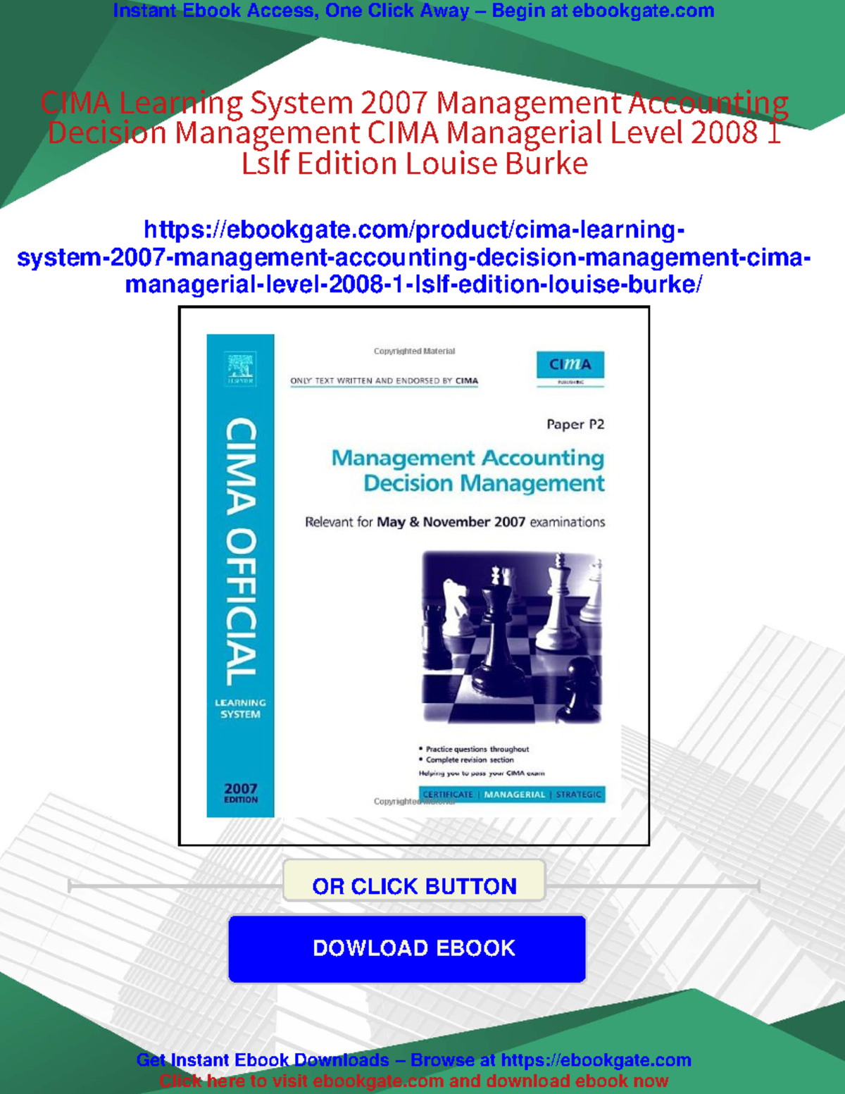 CIMA P2 Management Accounting Decision Management Learning System 2007 ...