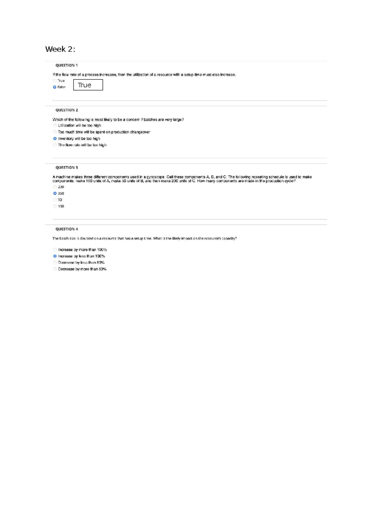 Week 2: Weekly Exercise on Process Flow and Inventory Management - Studocu