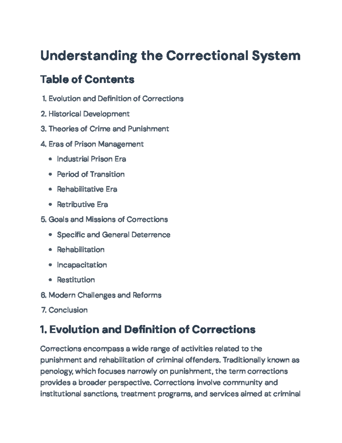 Understanding the Evolution of the Correctional System: Challenges and ...