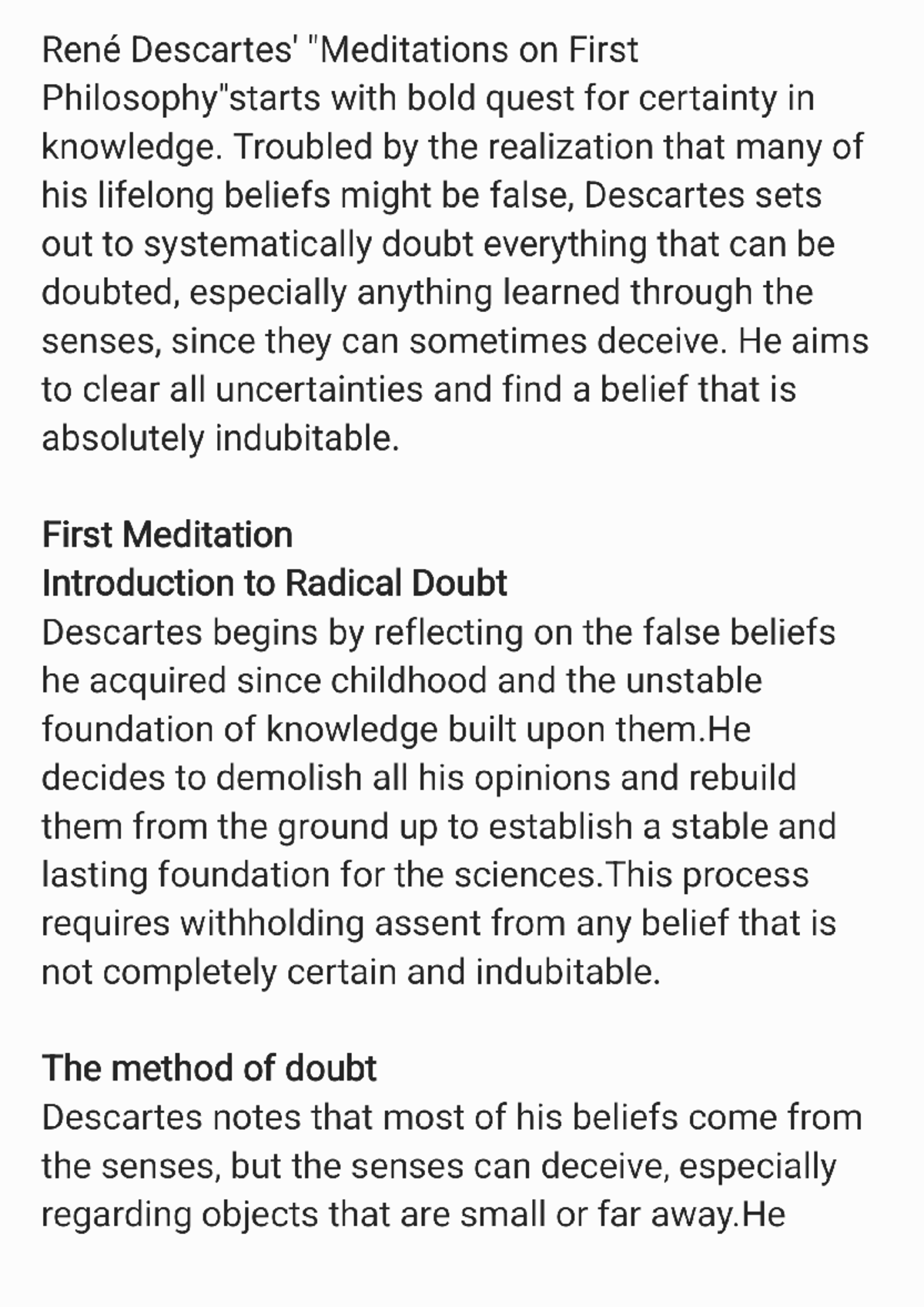 Notes 250515 124326 - Descartes' Meditations on Radical Doubt - Studocu