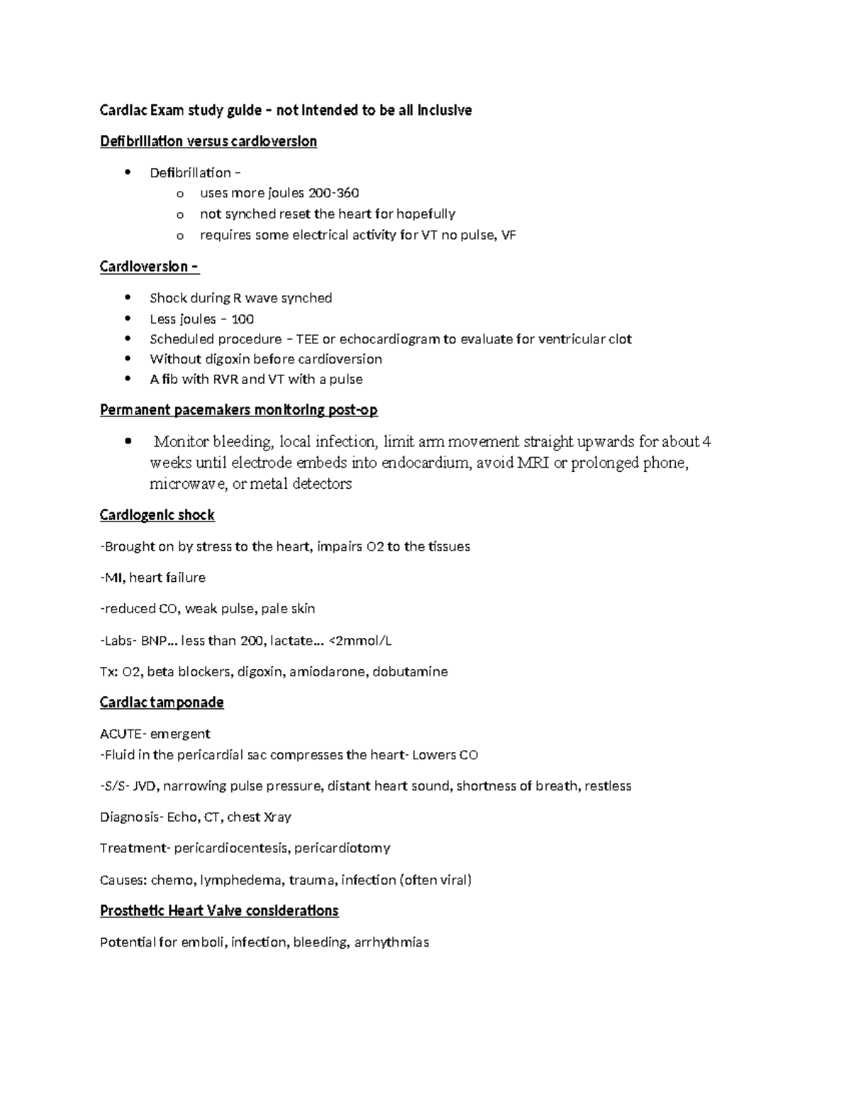 Cardiac Nursing Exam Study Guide: Key Concepts and Management ...