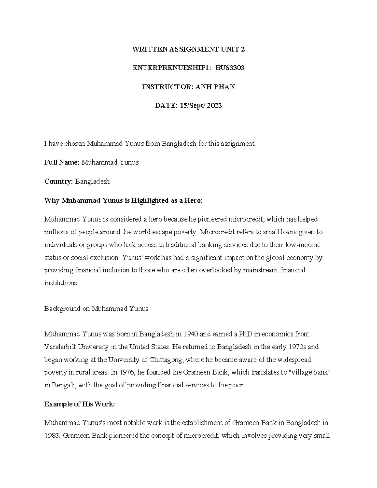 Written Assignment UNIT 2 BUS 3303 - WRITTEN ASSIGNMENT UNIT 2 ...