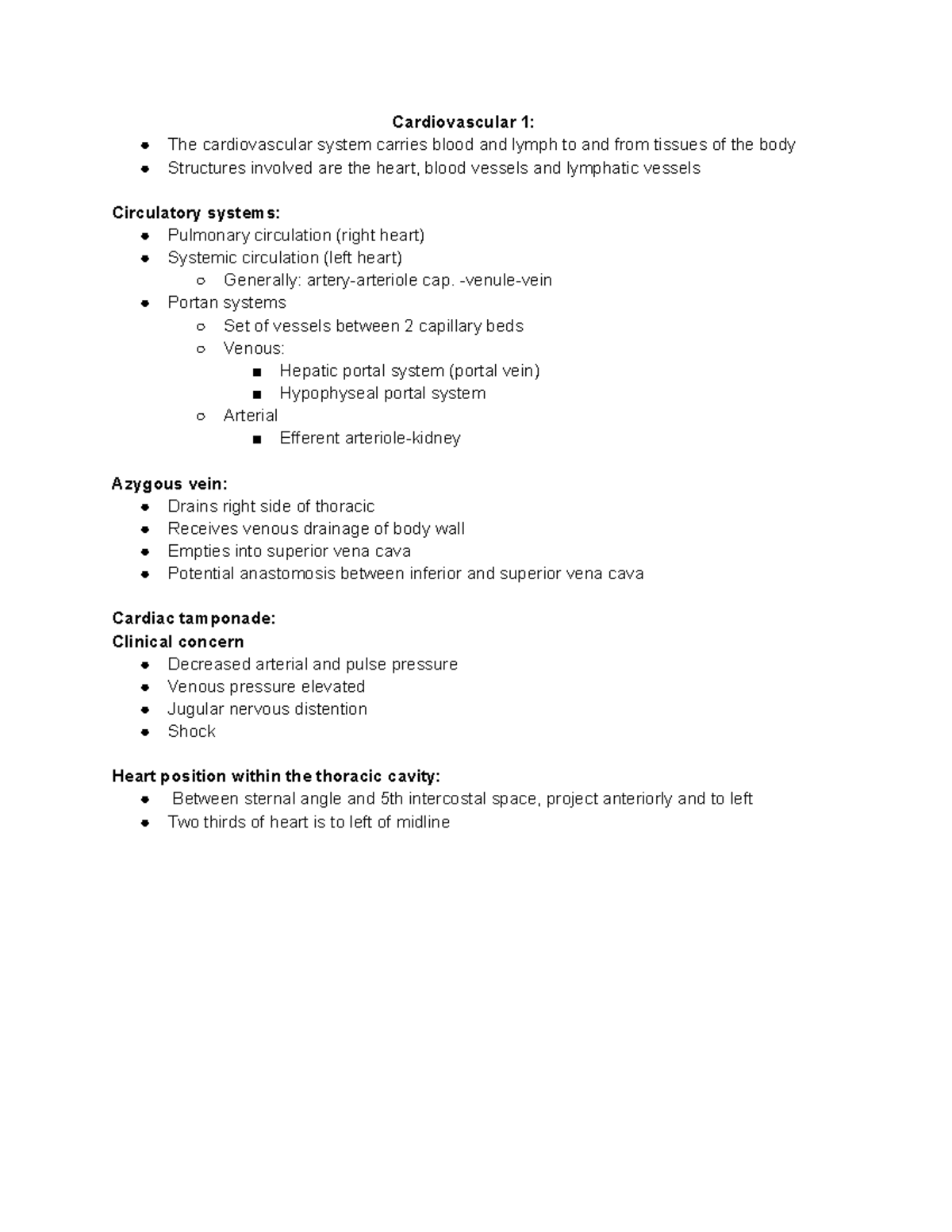 Anatomy Exam 4 - Cardiovascular System Notes & Review for Dr. Babbler ...