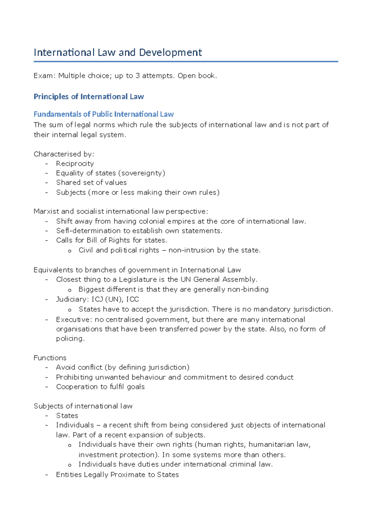 International Development Law Exam Notes: Key Principles and Concepts ...