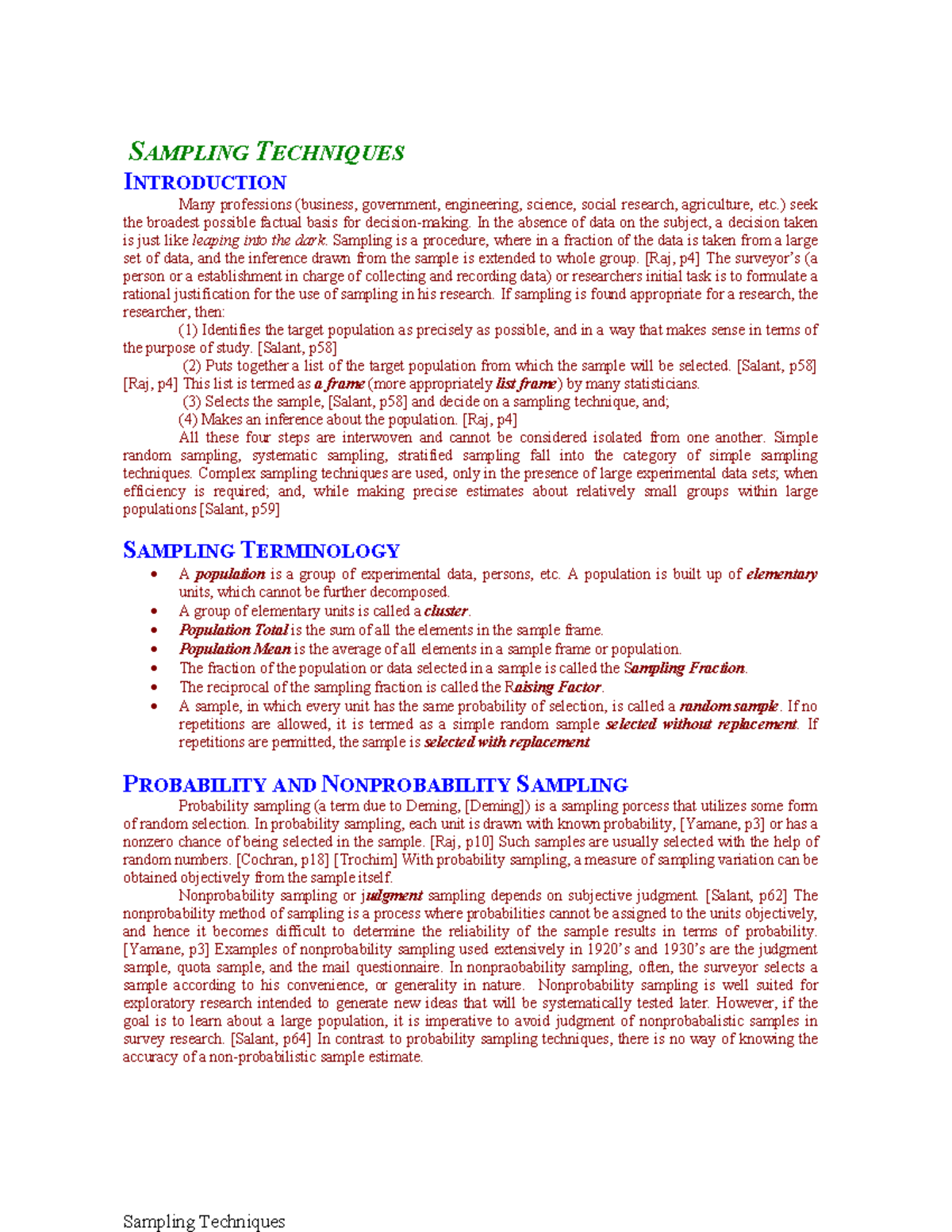 Sampling Techniques - Lecture Notes: Comprehensive Overview - Studocu