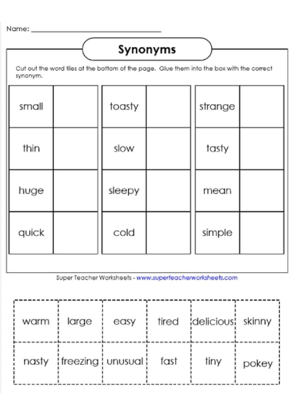 Synonyms and Antonyms Activity Worksheet - Studocu