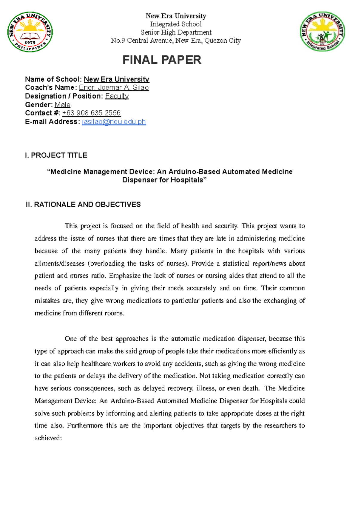 12STEM9 MMD Final Paper Manuscript - New Era University Integrated ...