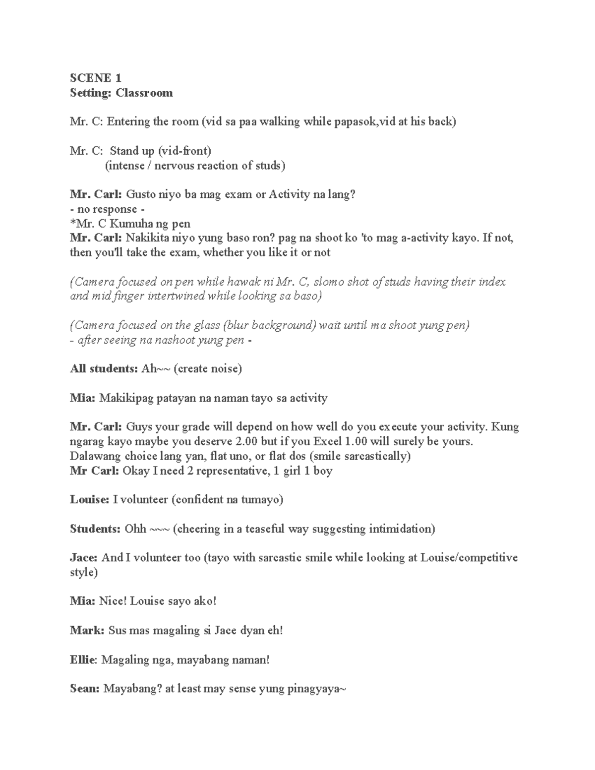 Short Film Script: FSL & Inclusivity in Filipino Language Studies - Studocu