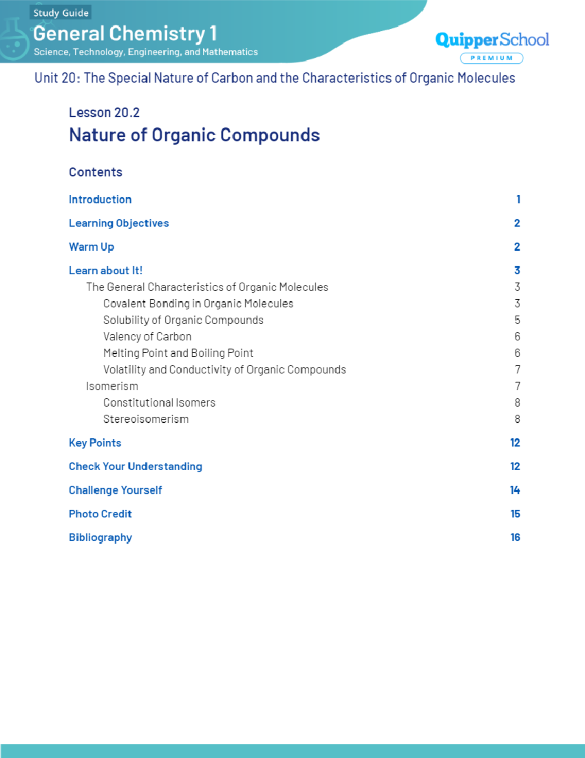 Study Guide CHM1: Nature of Organic Compounds in General Chemistry 1 ...