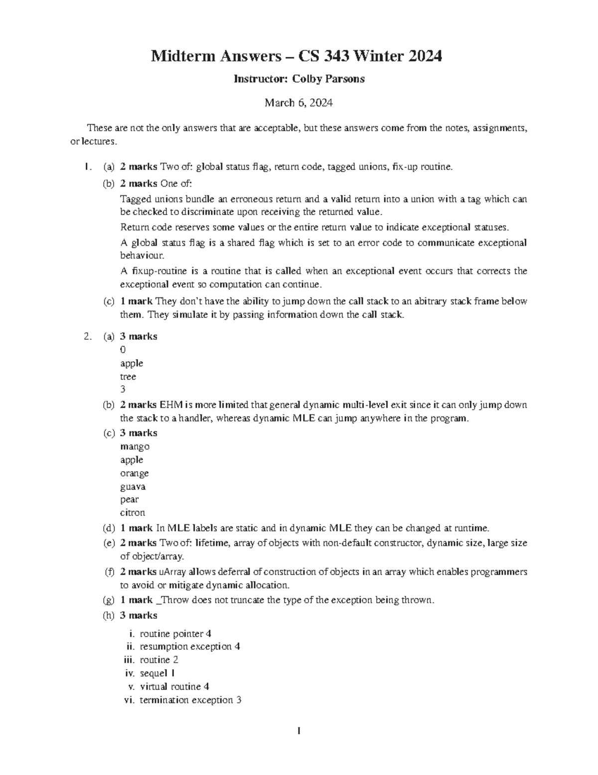 Winter 2024 CS 343 Midterm Answers and Explanations - Studocu