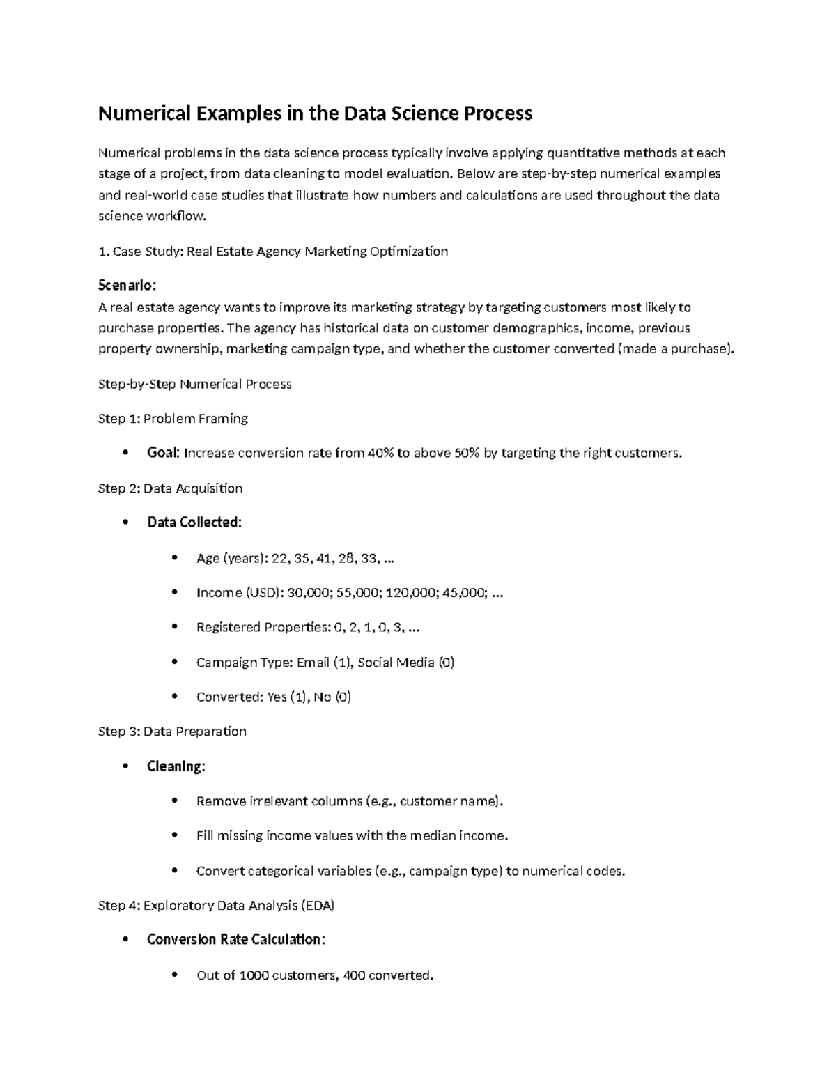Numerical M-I - Case Studies in Data Science Process Analysis - Studocu