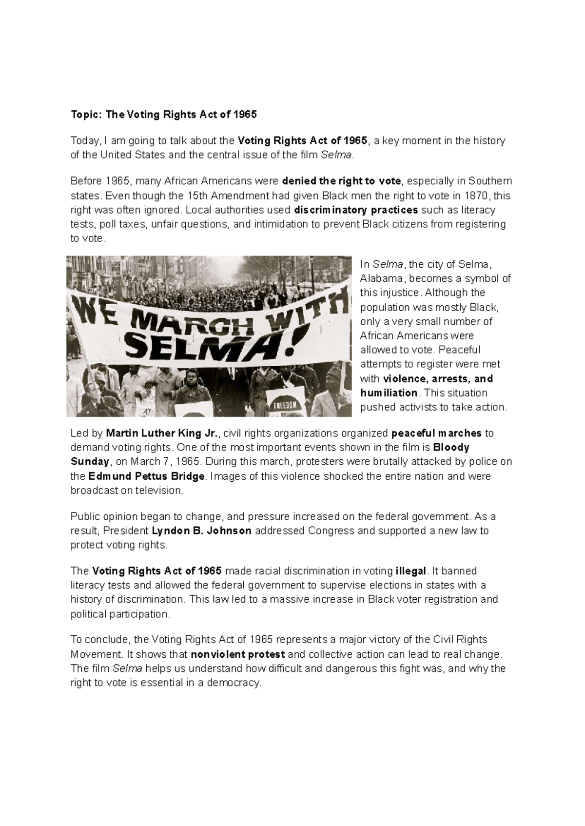 The Voting Rights Act of 1965: A Landmark in Civil Rights - Studocu