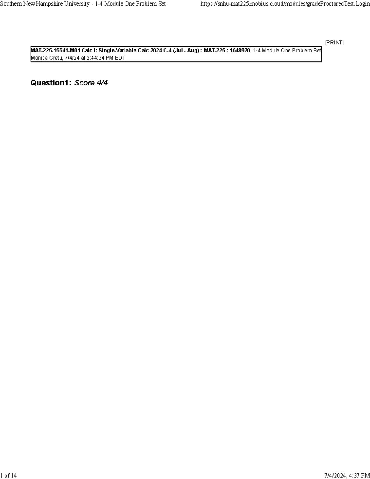 MAT-225-15541-M01 Calculus I: Module One Problem Set Solutions - Studocu