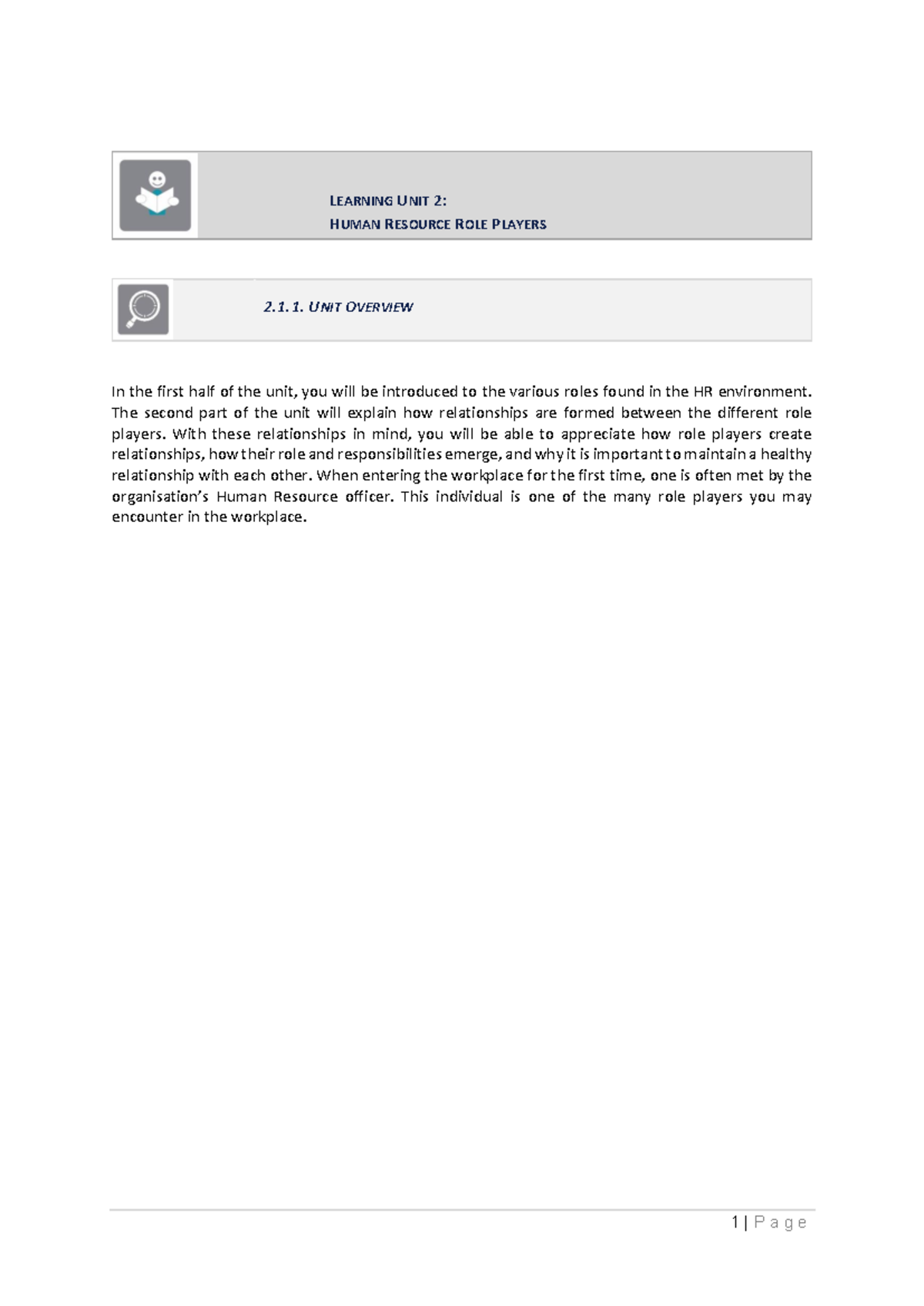 Study Guide for Unit 2: Human Resource Role Players (HRM 101) - Studocu
