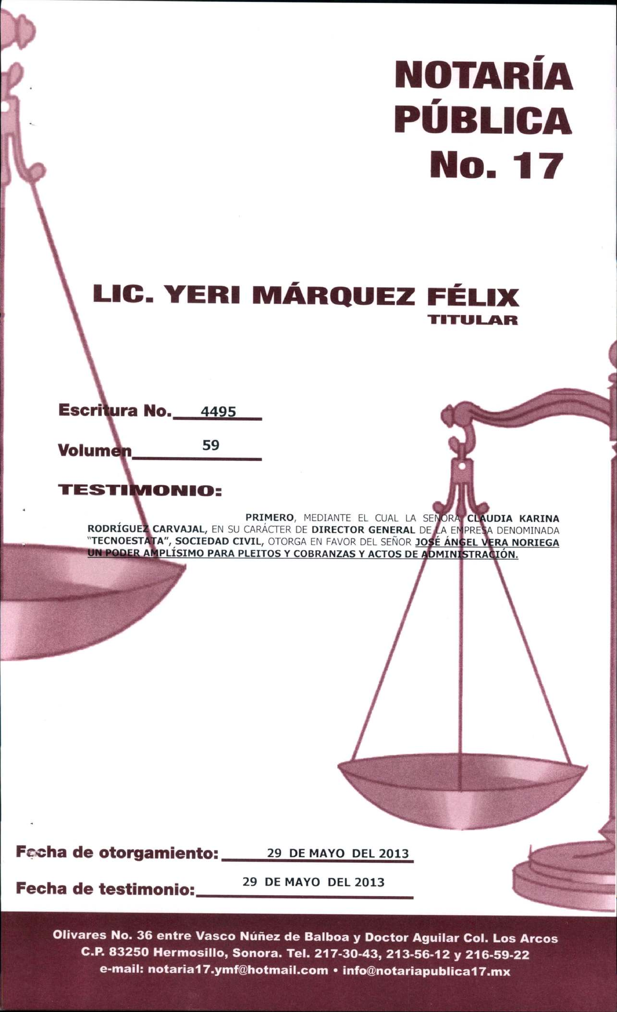 Poder Notarial - Notaría Pública No. 17 - Lic. Yeri Márquez Félix - Studocu