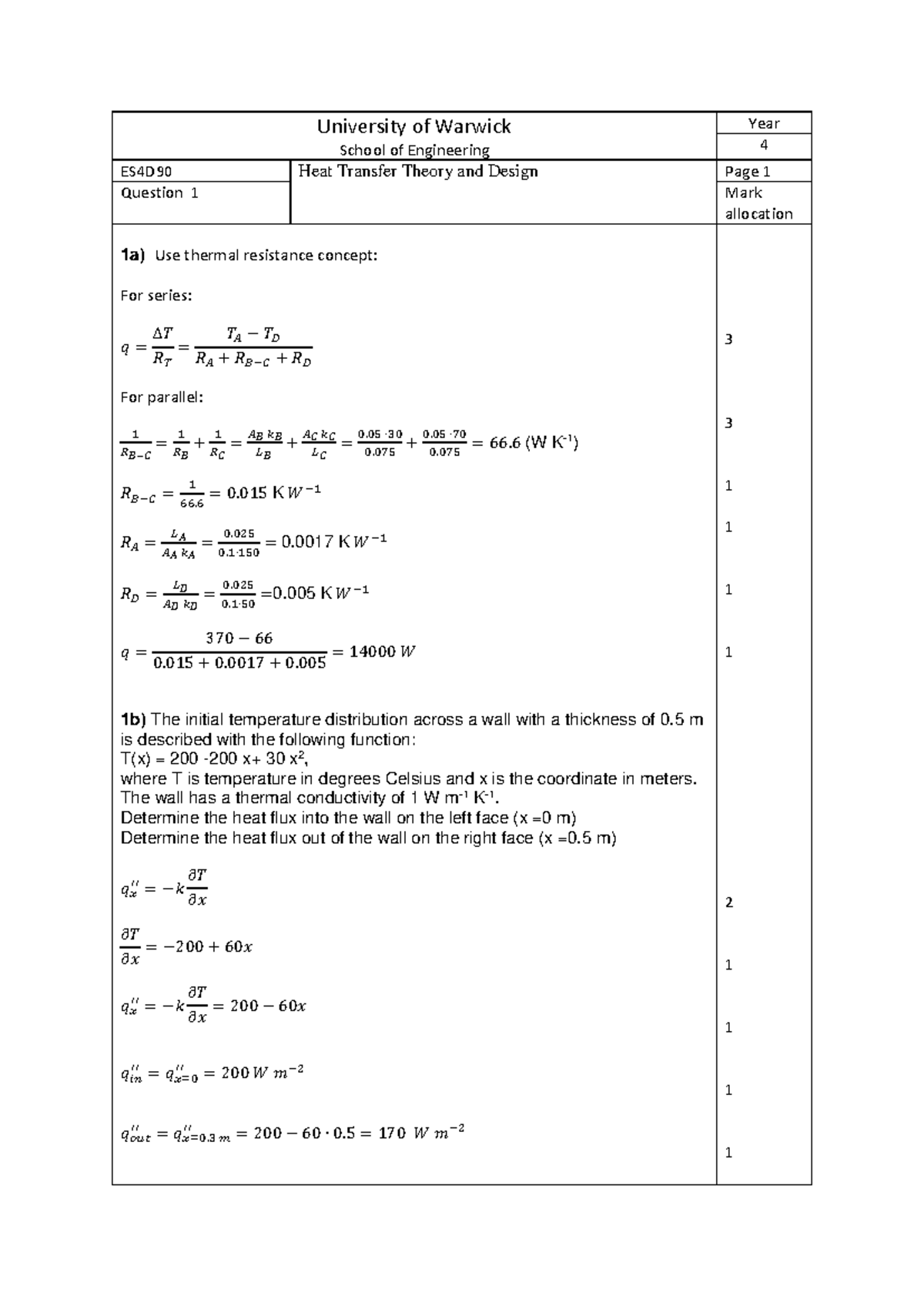 ES4D90 Heat Transfer Theory and Design: 2018 Exam Solutions - Studocu