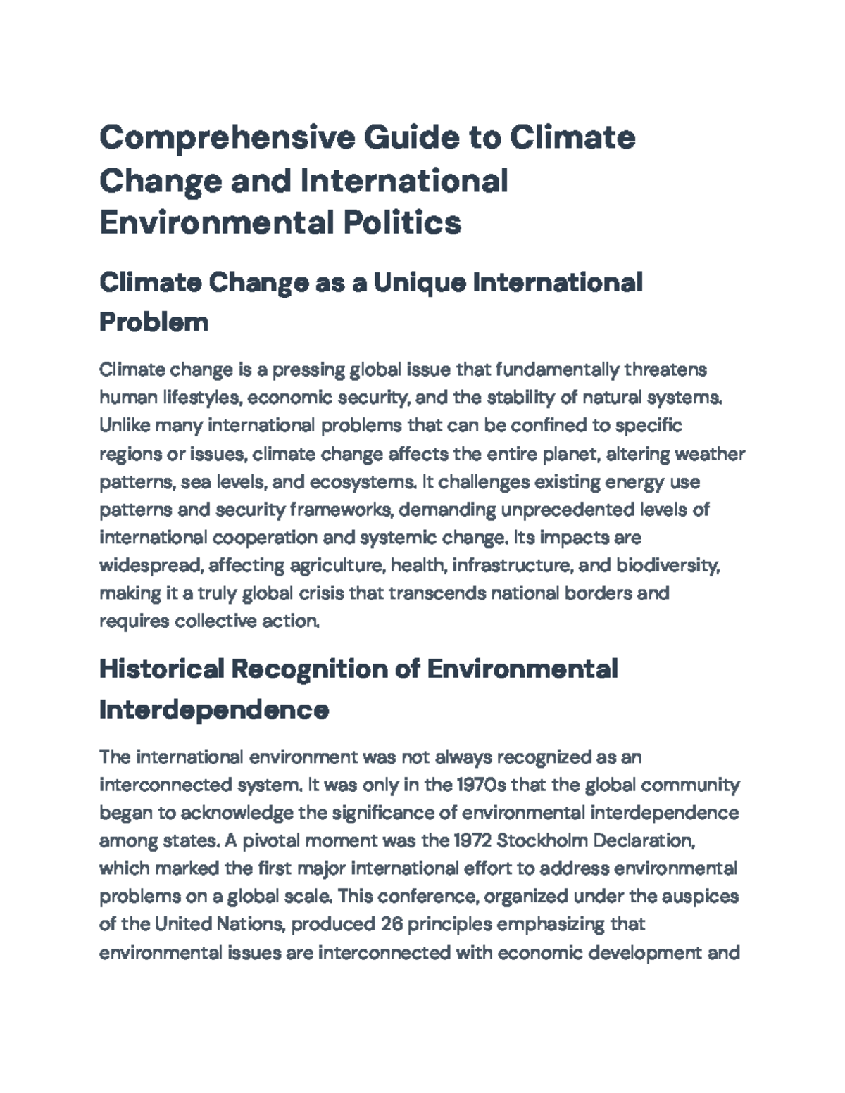 Comprehensive Guide to Climate Change & Int'l Environmental Politics ...