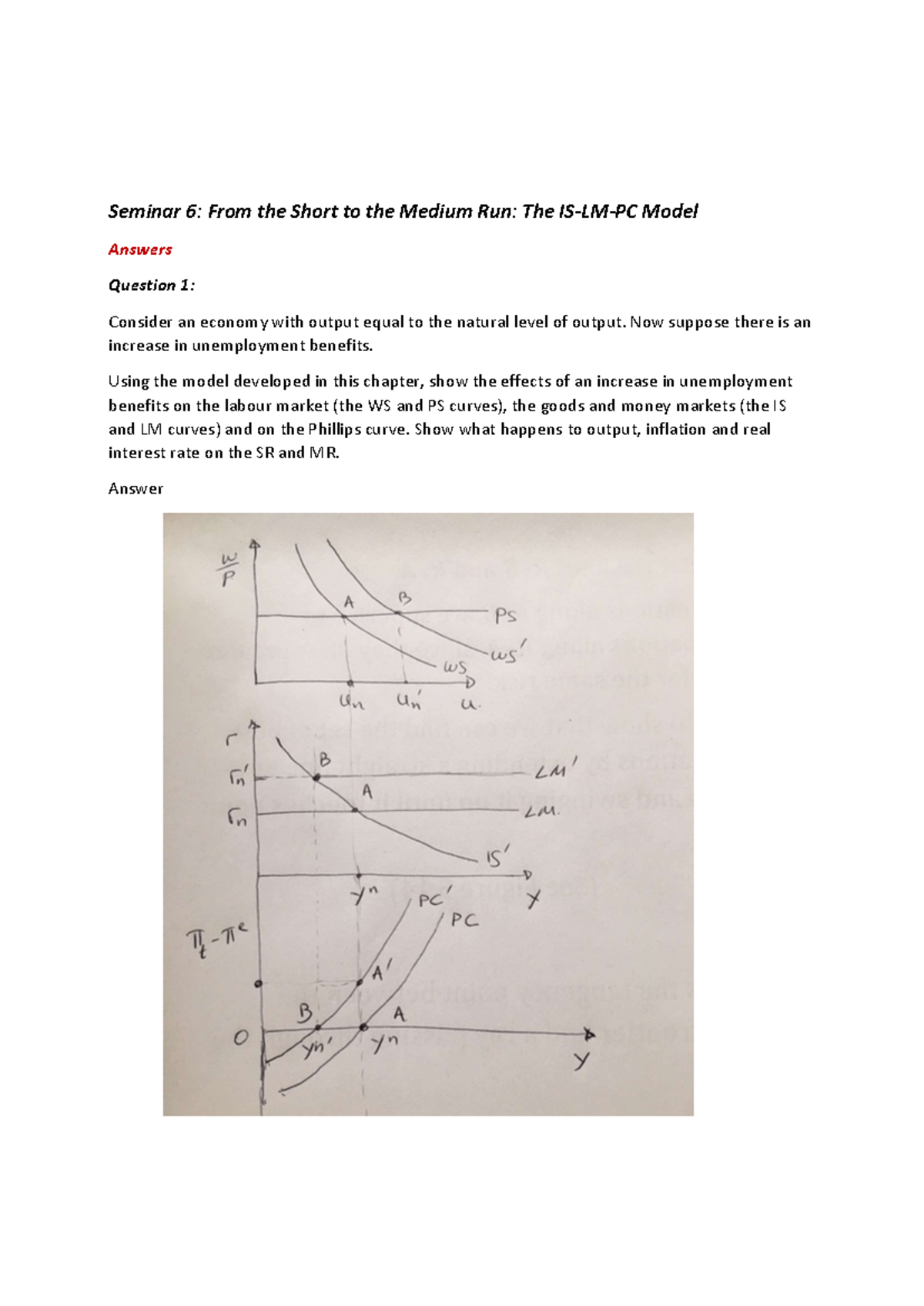 IS-LM-PC Model Seminar 6: Analysis of Economic Effects and Responses ...