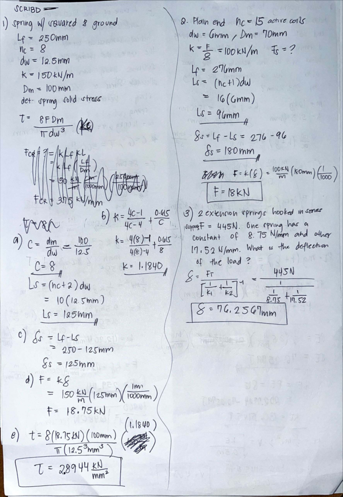 Springs Scribd: Detailed Analysis of Spring Mechanics and Calculations ...