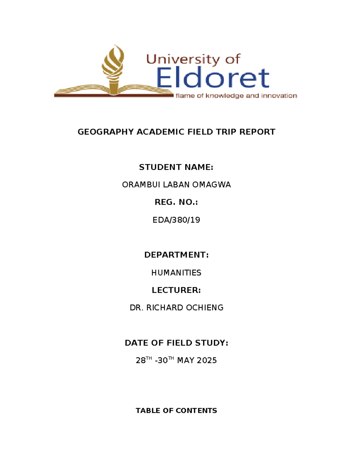GEOG 101: Field Trip Report on Rift Valley & Nairobi Studies - Studocu