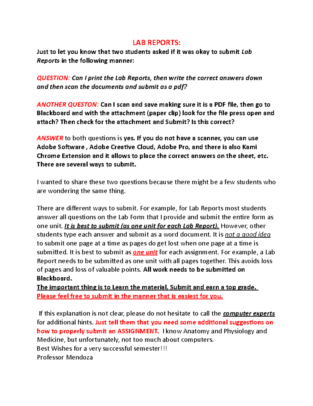 Lab Report Submission Guidelines and Suggestions for Students - Studocu