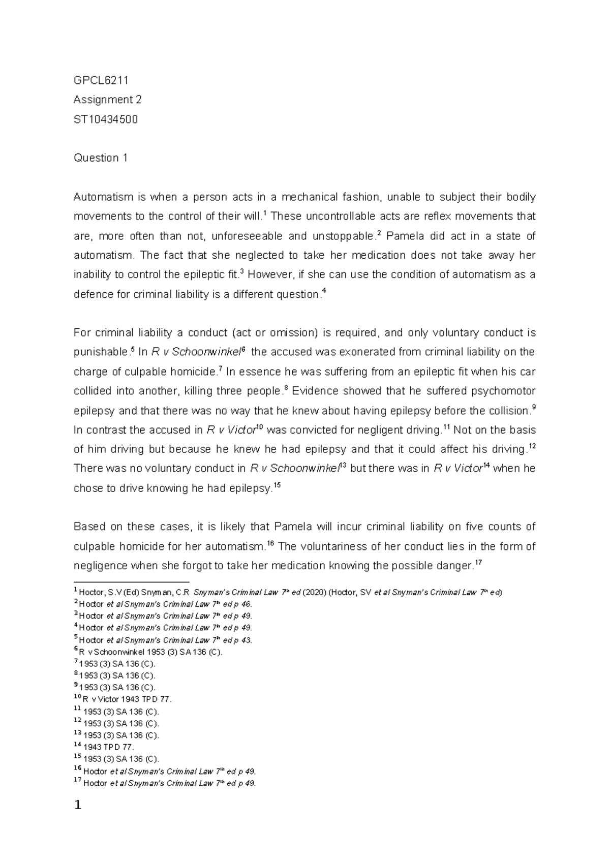 GPCL 6211: Ice Task 3 - Factual Causation in Lee v Minister Case Study ...