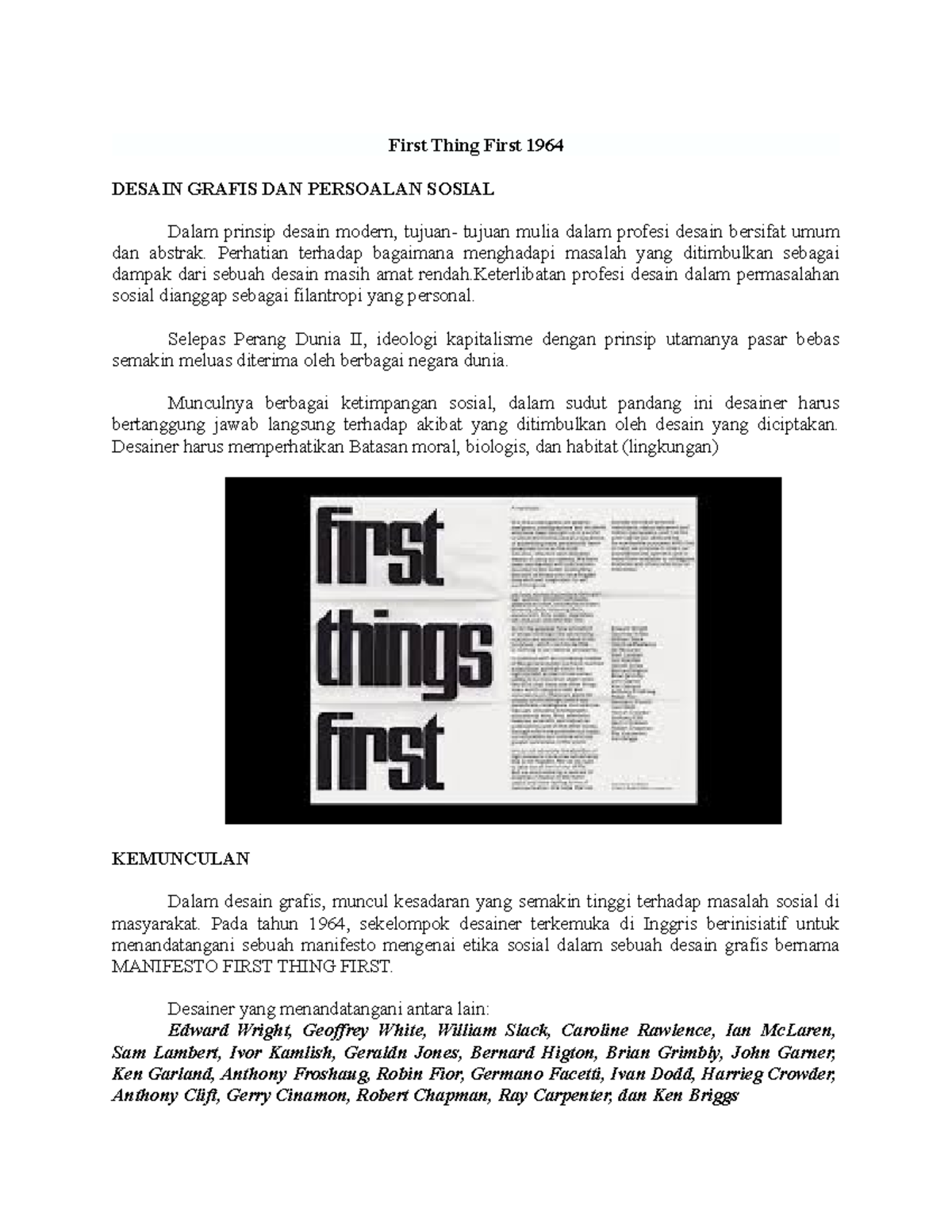 Tinjauan Etika dalam Desain Grafis: Manifesto First Thing First 1964 ...