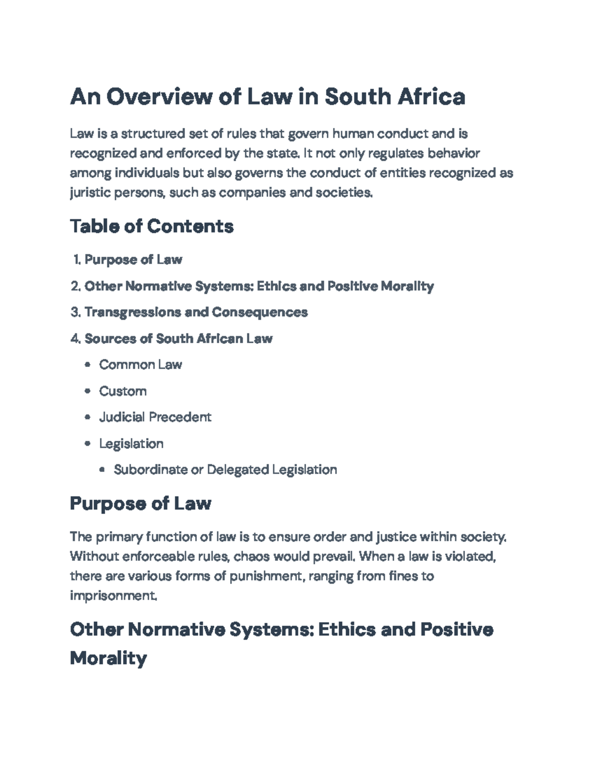 Overview of Law in South Africa: Principles and Sources - An Overview ...