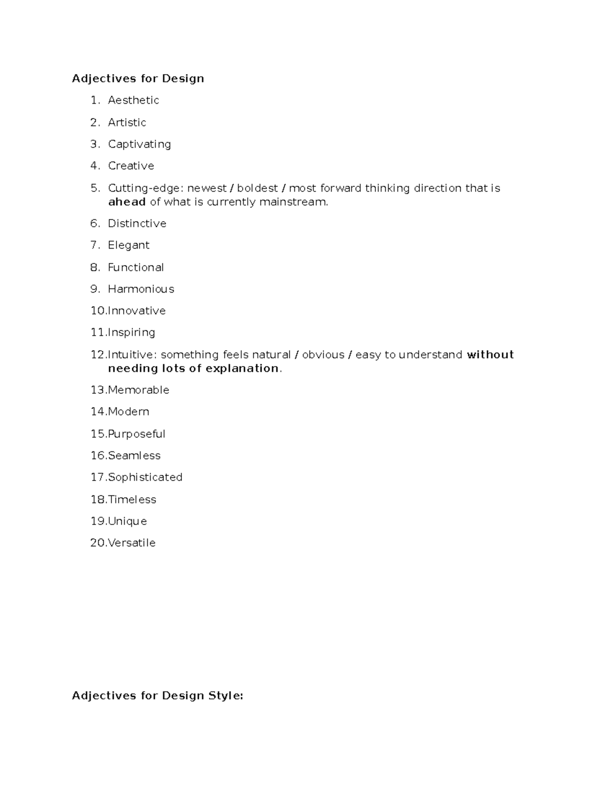 Aesthetic VCD: Essential Adjectives for Design Concepts and Styles ...