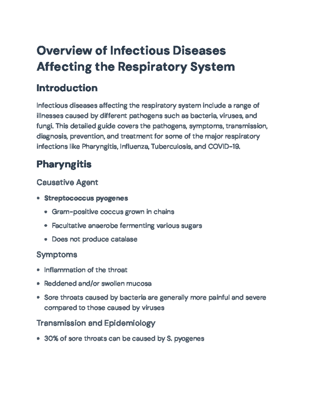 Overview of Respiratory Infectious Diseases: Detection & Management ...