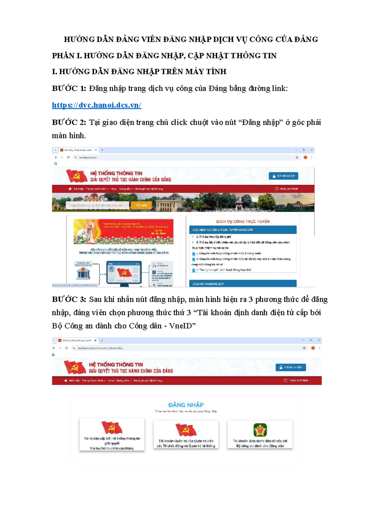 HƯỚNG DẪN ĐẢNG VIÊN ĐĂNG NHẬP DỊCH VỤ CÔNG CỦA ĐẢNG - Studocu