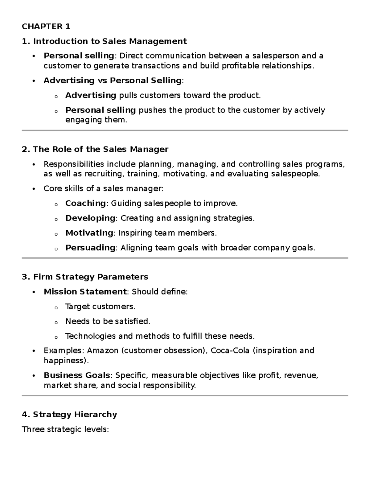 Sales Management Overview: Key Concepts and Strategies - 111 - Studocu