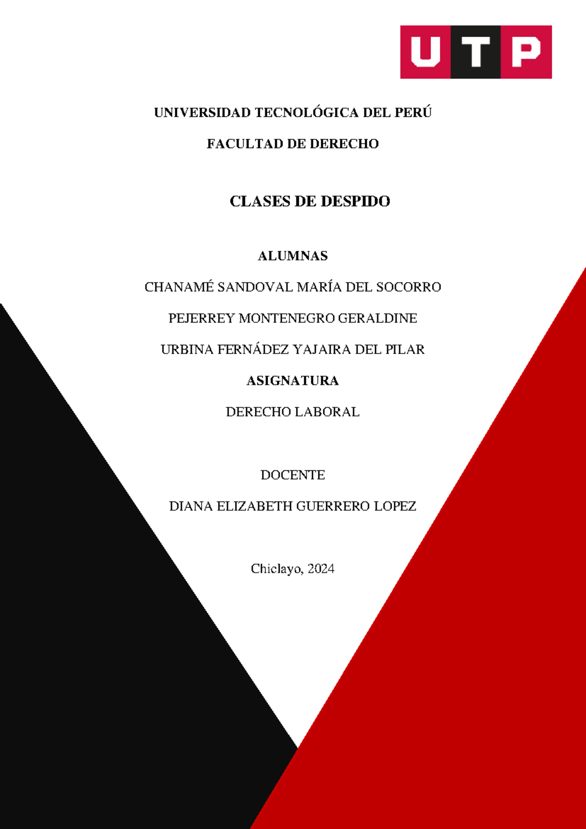 Monografía sobre Clases de Despido en Derecho Laboral - D.L. 728 - Document Preview