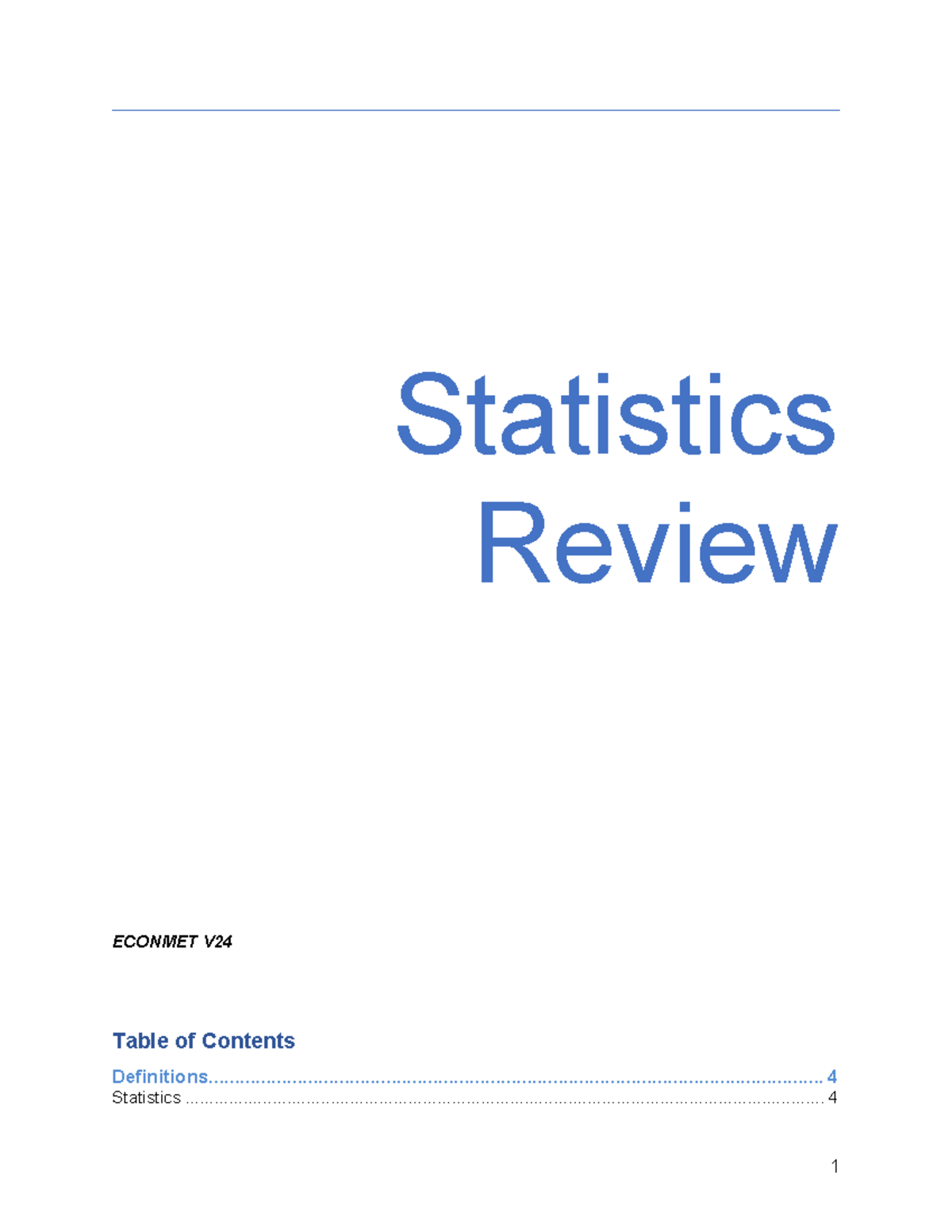 Statistics Review - - Studocu