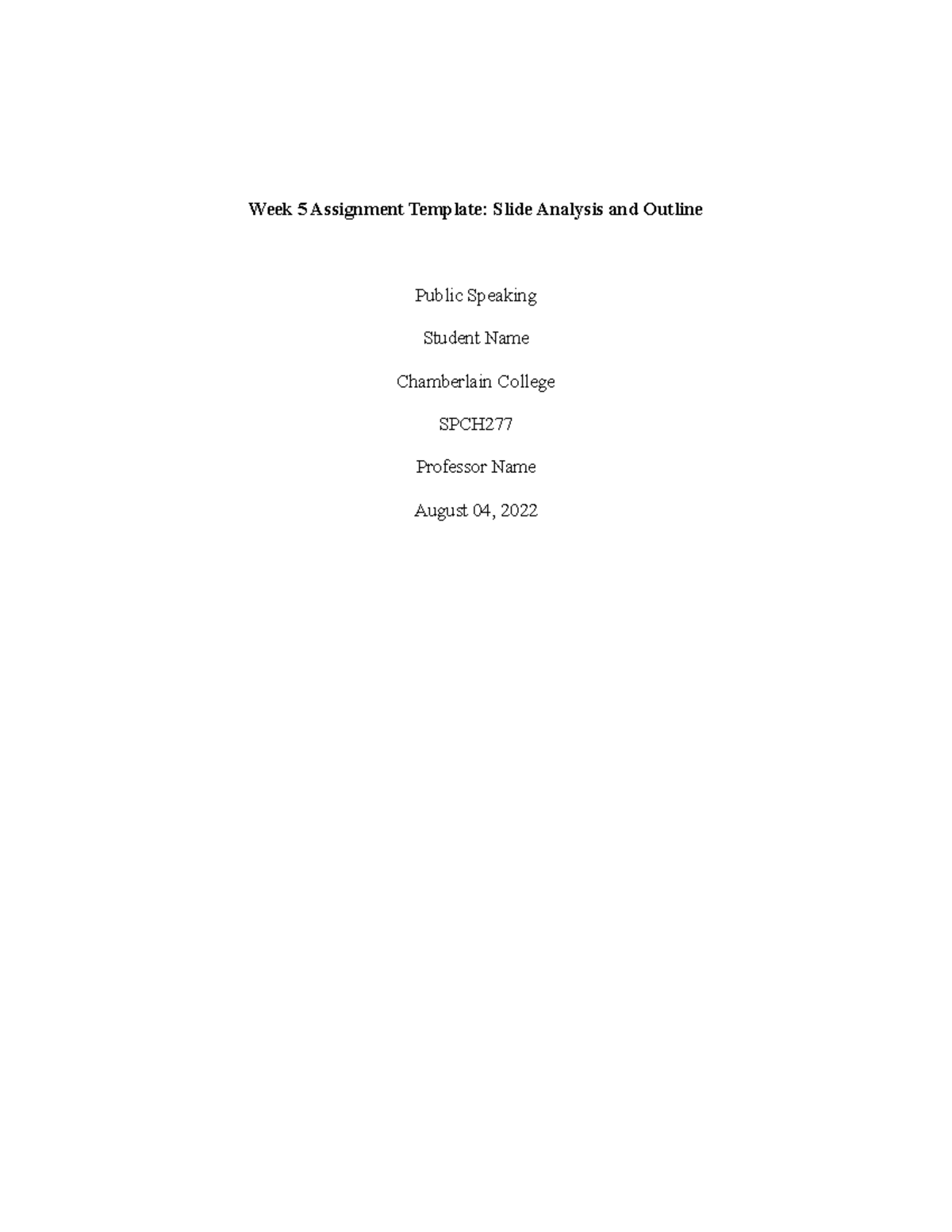 SPCH Week 5 Assignment: Slide Analysis & Improvement Outline - Studocu