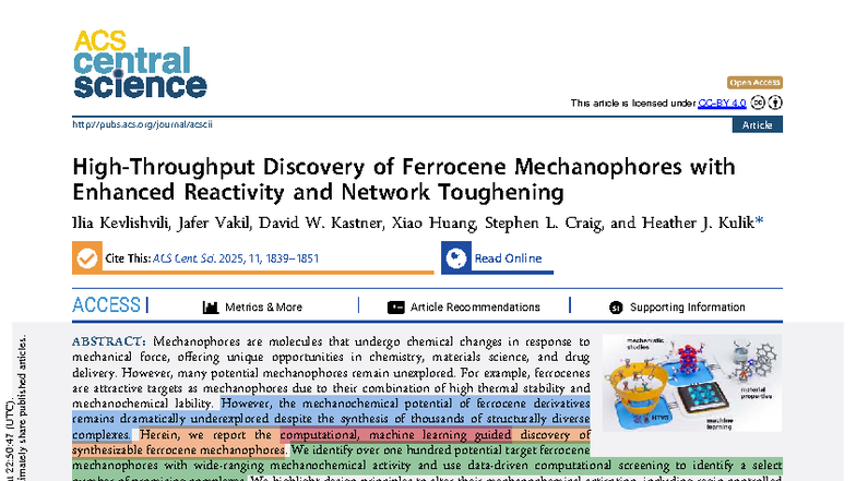 2025 High Throughput Discovery of Ferrocene Mechanophores: Enhanced ...