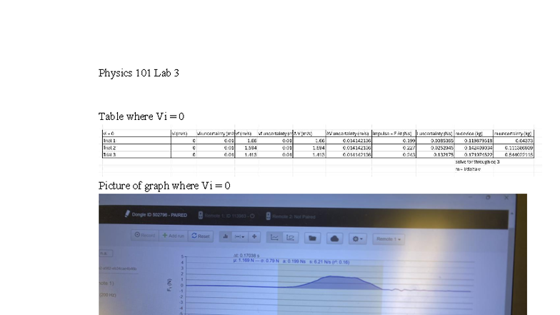 Physics 101 Lab 3: Impulse and Uncertainty Analysis - Studocu