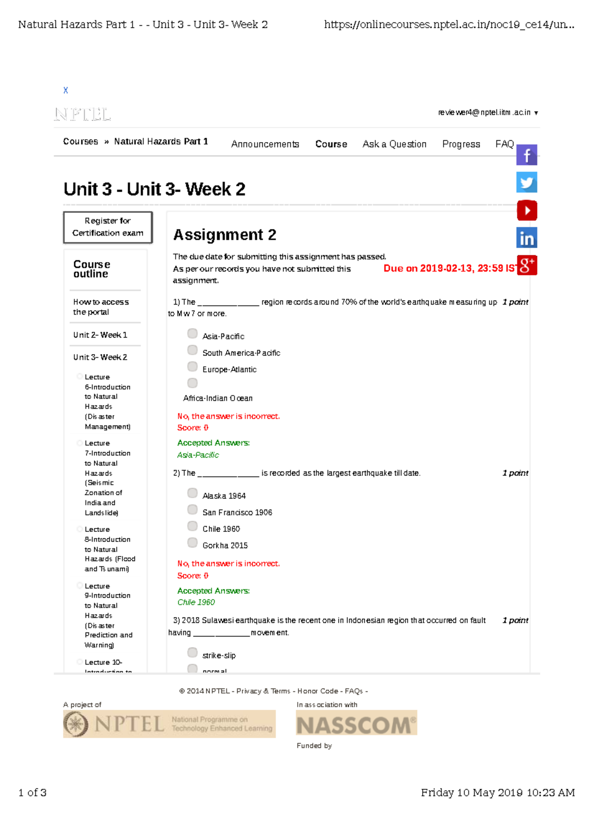Natural Hazards (Noc19 ce14) Unit 3 Week 2 Lecture & Assignment Notes ...