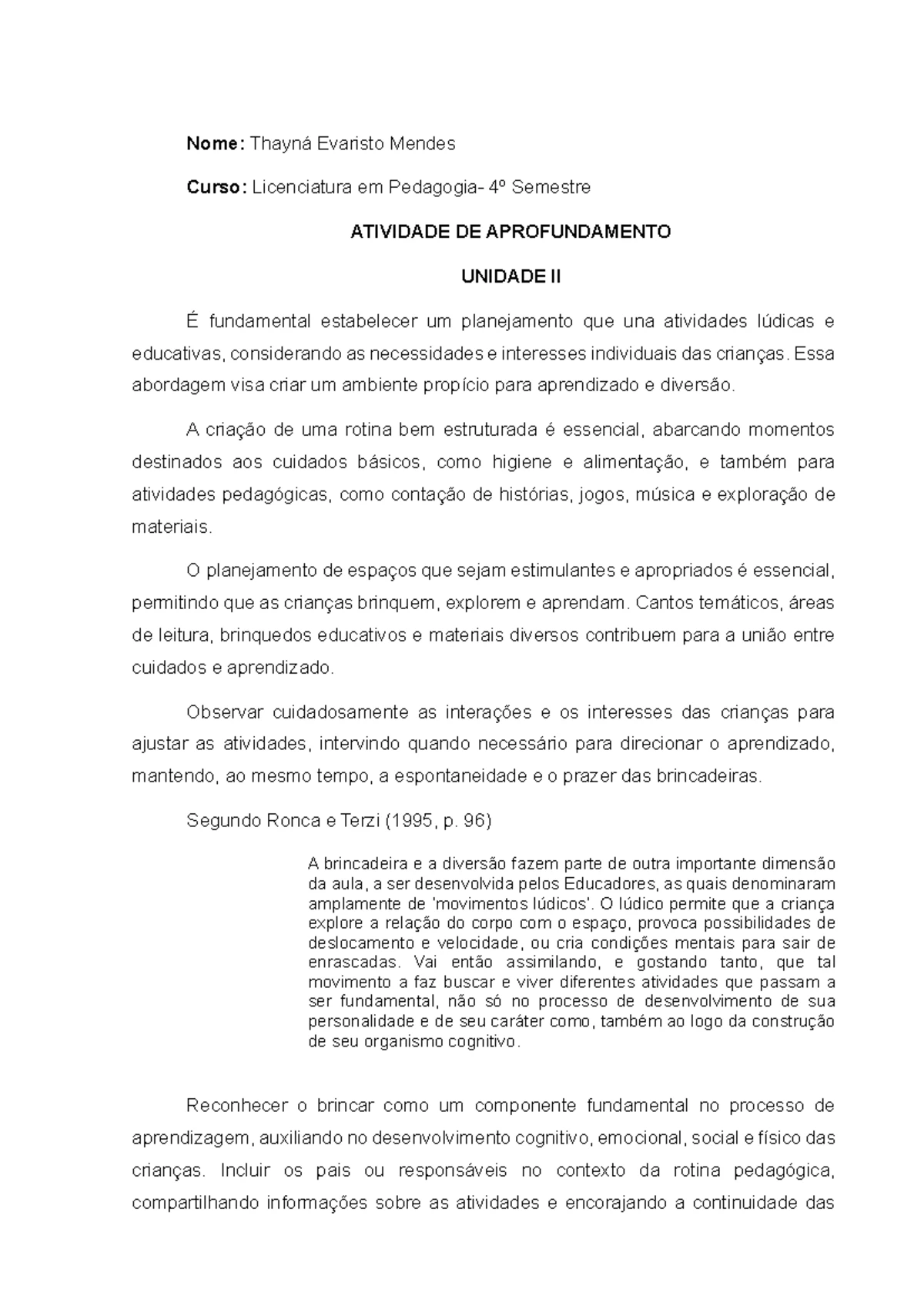 Prática de Ensino em Educação Infantil - Modelo Atividade III - Plano ...
