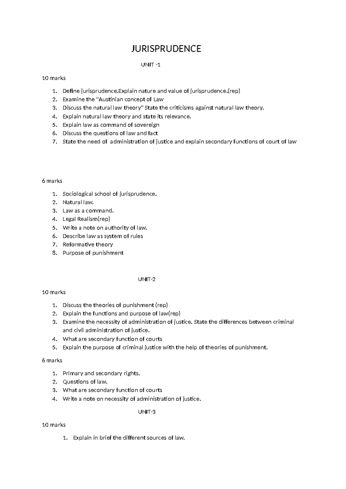 JURISPRUDENCE UNIT 10: Key Concepts and Theories Explained - Studocu
