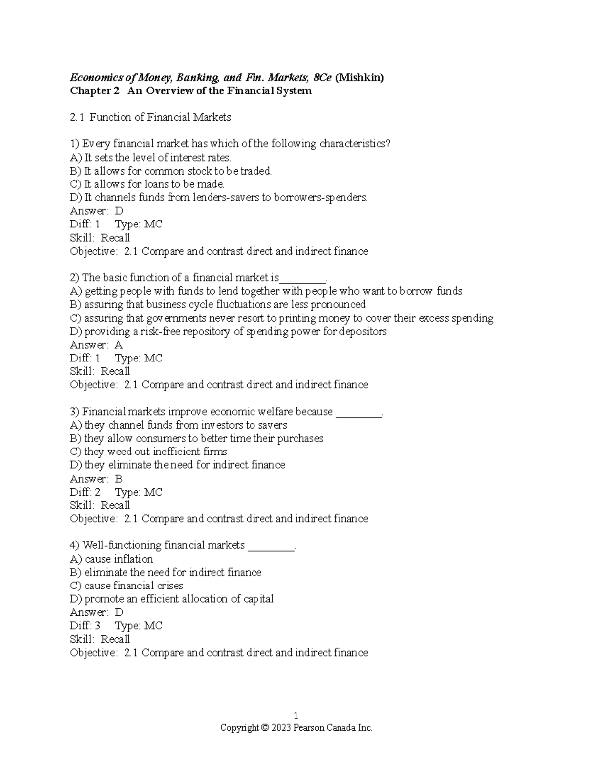 Chapter 2 Review Questions - Economics of Money and Financial Markets ...