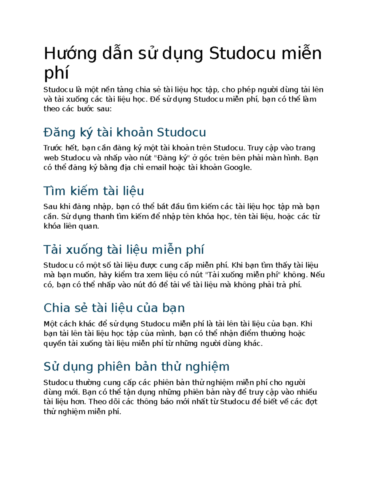 Hướng dẫn sử dụng Studocu miễn phí: Tải tài liệu học tập dễ dàng - Document Preview