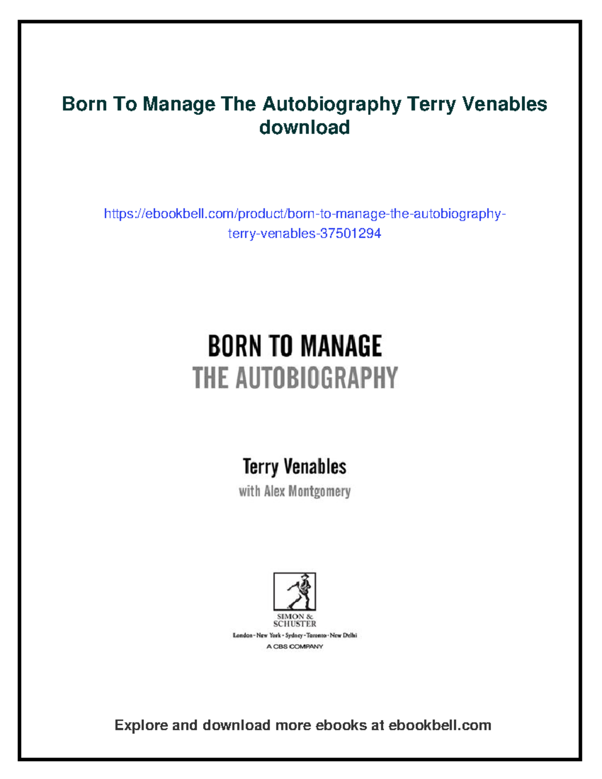 18750647 - Born to Manage: The Autobiography of Terry Venables - Studocu